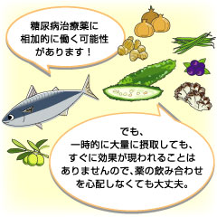 一般的な食品と糖尿病治療薬との飲み合わせ