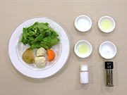 温野菜とセロリの葉のサラダの材料